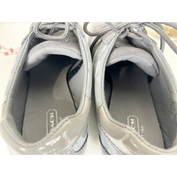 Coach NWB Kathleen Monogram Signature Logo Sneakers in Graphite Gray Size 8 M - Picture 9 of 16
